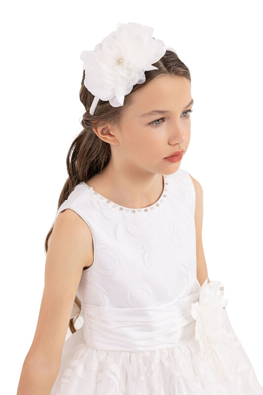 Ecru Sleeveless cutting dress for girls 8-12 AGE - 8