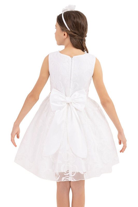 Ecru Sleeveless cutting dress for girls 8-12 AGE - 9