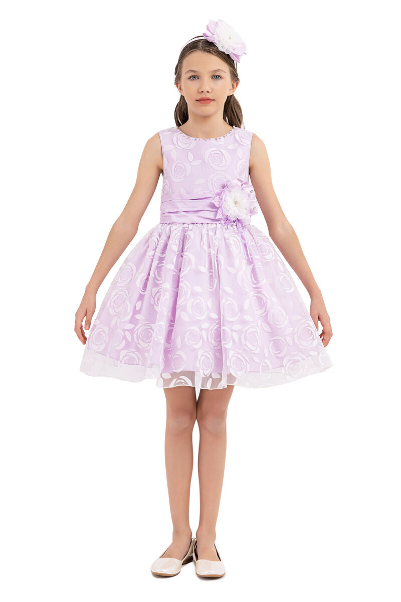 Lilac Sleeveless cutting dress for girls 8-12 AGE - 1