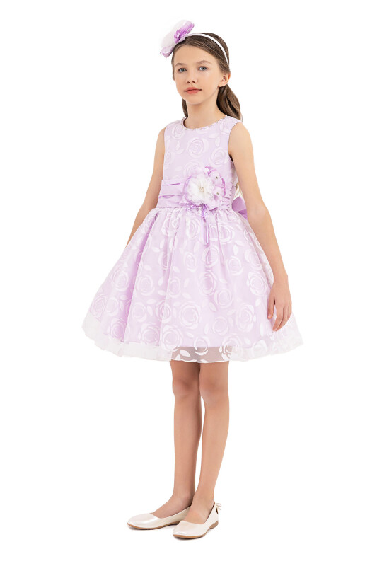 Lilac Sleeveless cutting dress for girls 8-12 AGE - 2