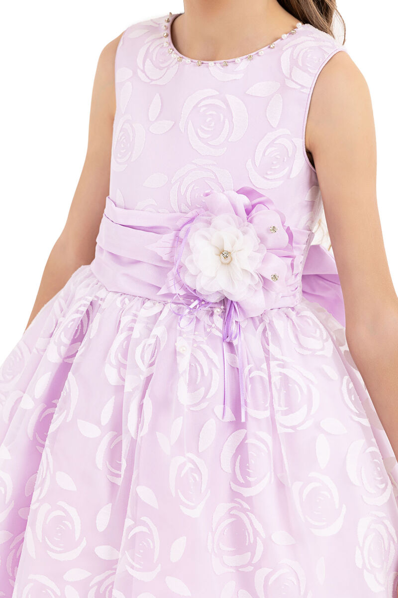 Lilac Sleeveless cutting dress for girls 8-12 AGE - 3