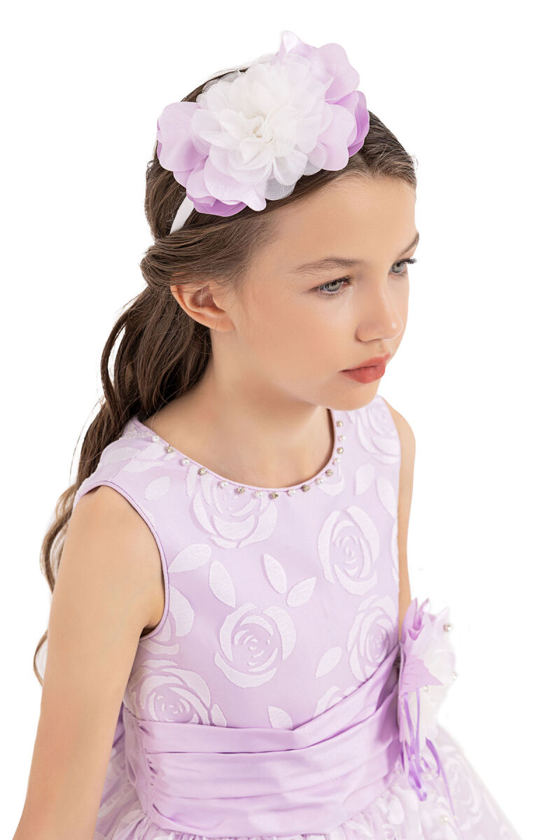 Lilac Sleeveless cutting dress for girls 8-12 AGE - 5