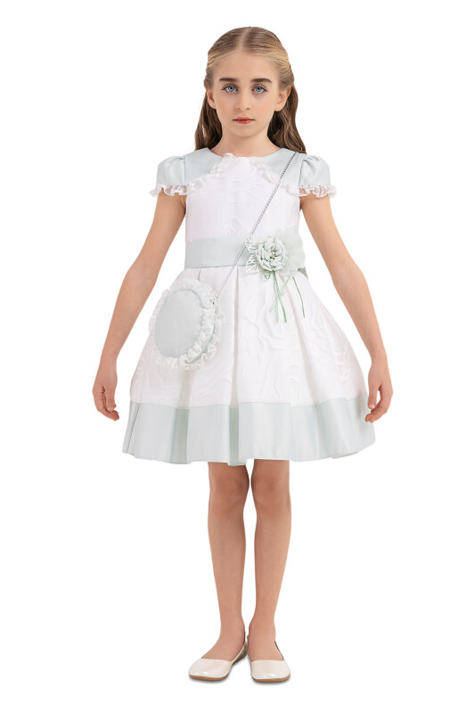 Mint Moon-sleeved dress for girls 4-8 AGE 