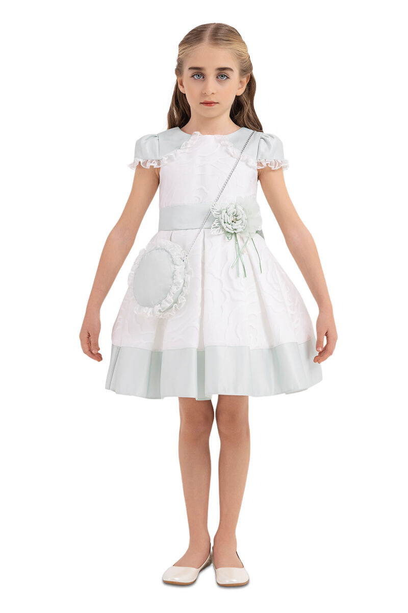 Mint Moon-sleeved dress for girls 4-8 AGE - 1