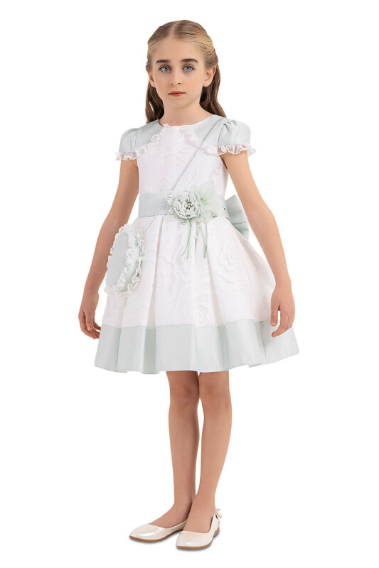Mint Moon-sleeved dress for girls 4-8 AGE - 2