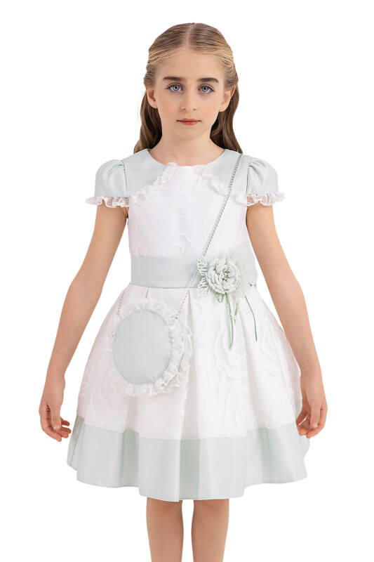 Mint Moon-sleeved dress for girls 4-8 AGE - 4