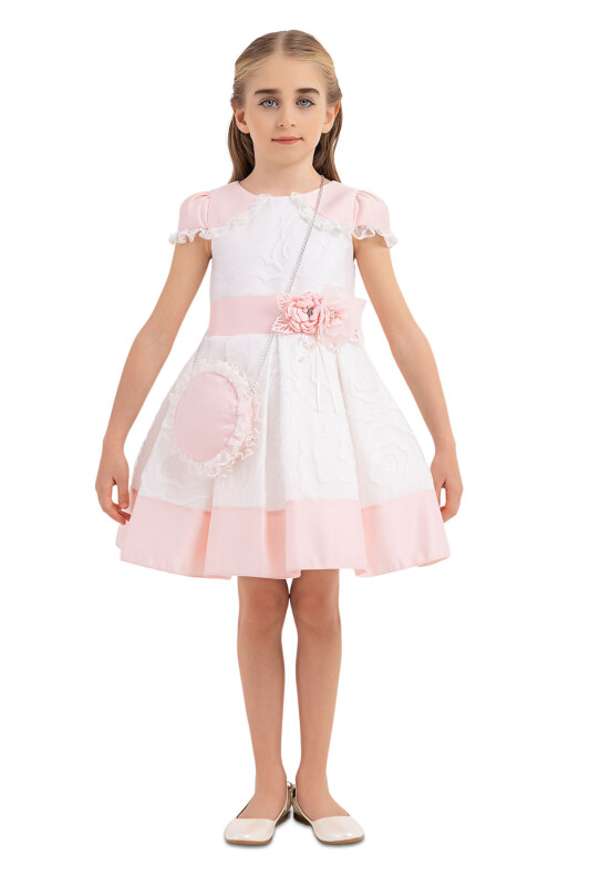 Powder Moon-sleeved dress for girls 4-8 AGE - 1
