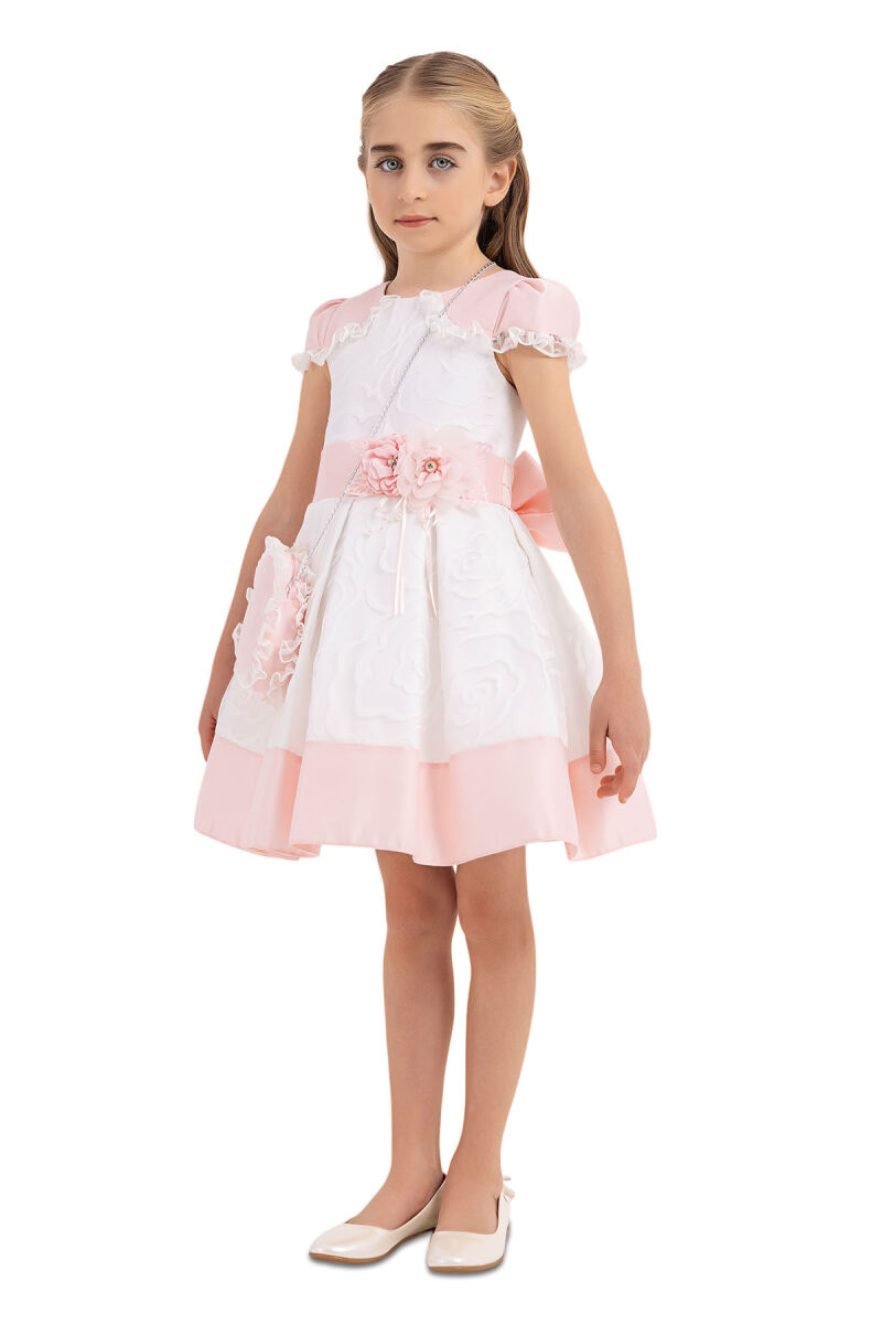 Powder Moon-sleeved dress for girls 4-8 AGE - 2