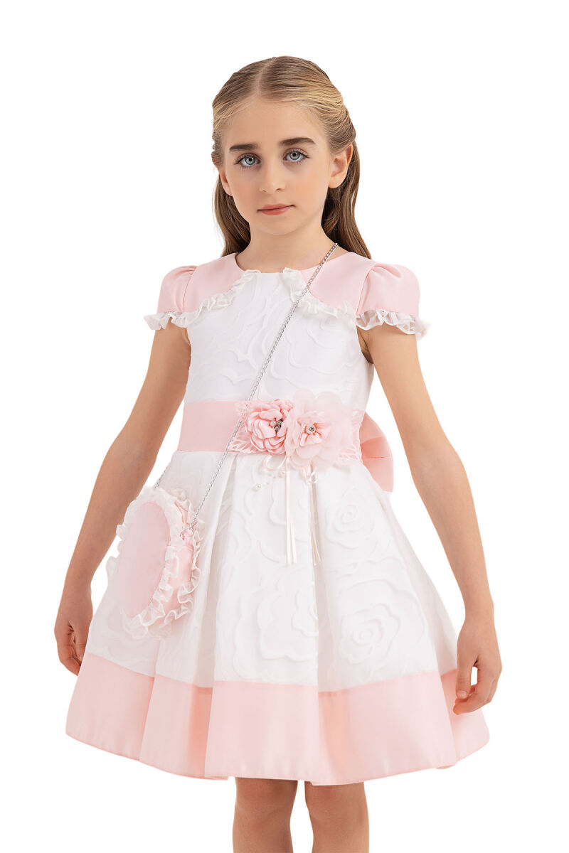 Powder Moon-sleeved dress for girls 4-8 AGE - 3