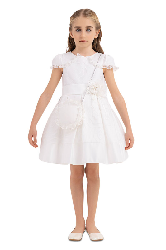 Ecru Moon-sleeved dress for girls 4-8 AGE 