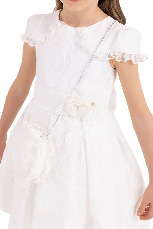 Ecru Moon-sleeved dress for girls 4-8 AGE - 4
