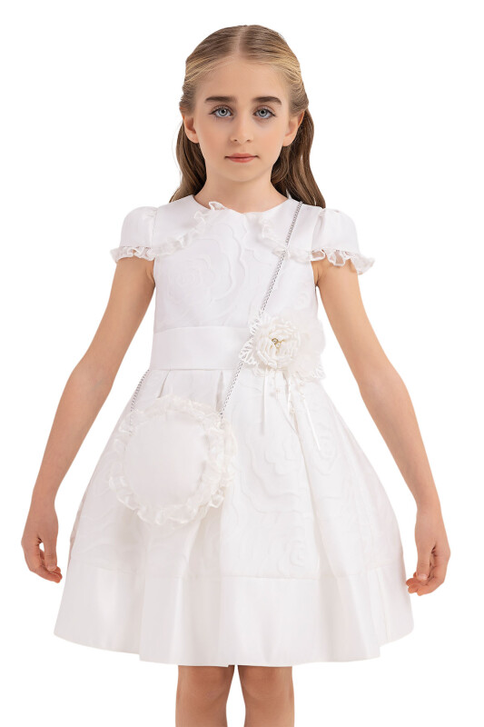 Ecru Moon-sleeved dress for girls 4-8 AGE - 5