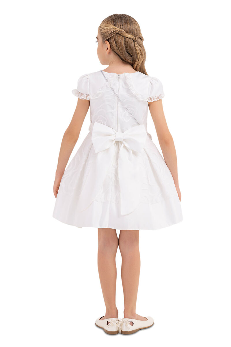 Ecru Moon-sleeved dress for girls 4-8 AGE - 7