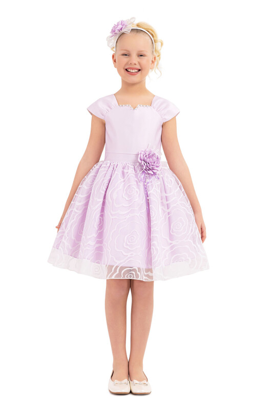 Lilac Strappy dress for girls 8-12 AGE - 1