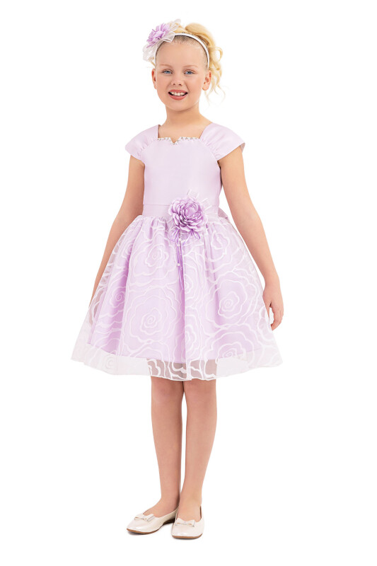 Lilac Strappy dress for girls 8-12 AGE - 2