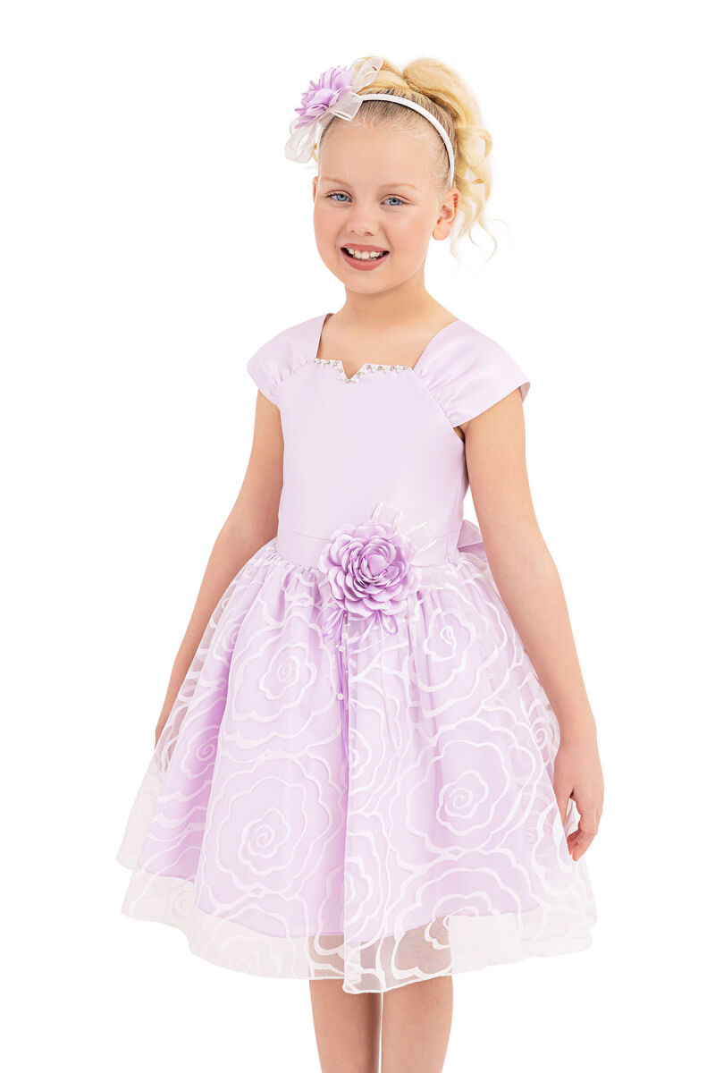 Lilac Strappy dress for girls 8-12 AGE - 3