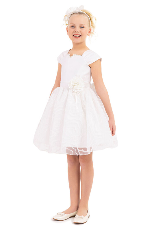 Ecru Strappy dress for girls 8-12 AGE - 2