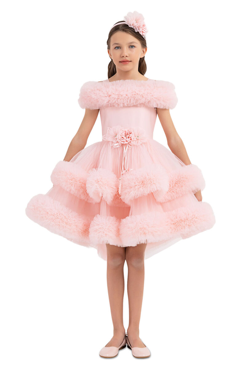 Powder Ruffled Dress for Girls 6-10 AGE - 1