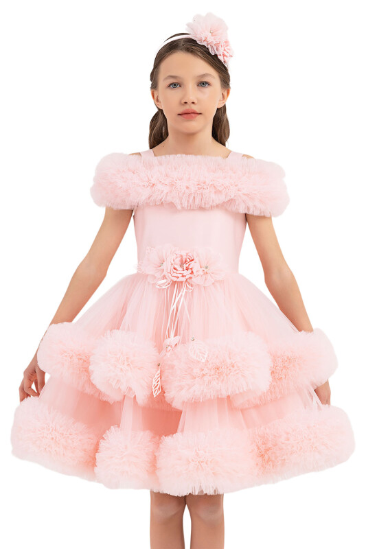 Powder Ruffled Dress for Girls 6-10 AGE - 5