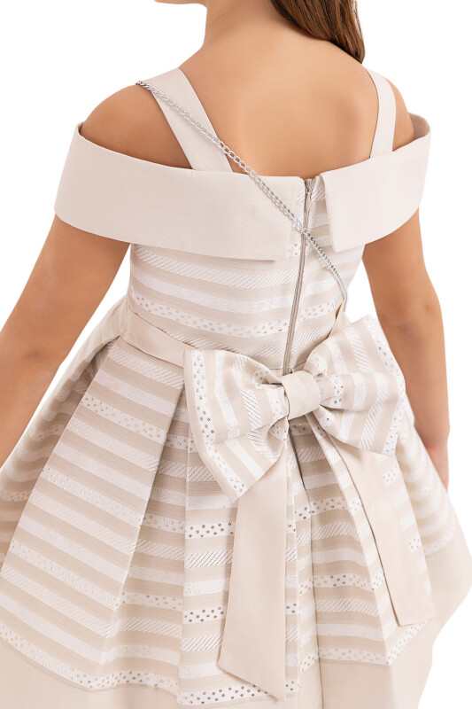 Beige Princess Collar Dress for Girls 4-8 AGE - 6
