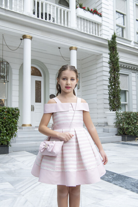 Pink Princess Collar Dress for Girls 4-8 AGE - 1