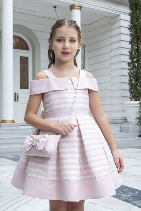 Pink Princess Collar Dress for Girls 4-8 AGE - 3