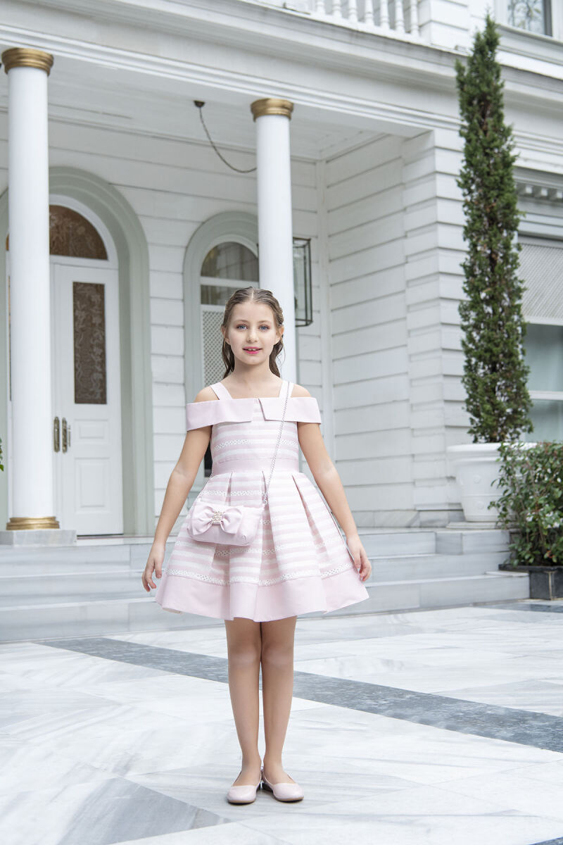 Pink Princess Collar Dress for Girls 4-8 AGE - 4