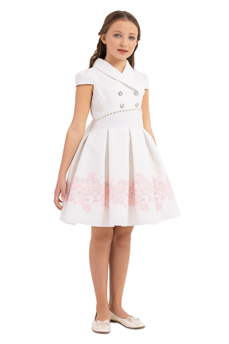 Powder Scarf-collar Dress for Girls 10-14 AGE - 2