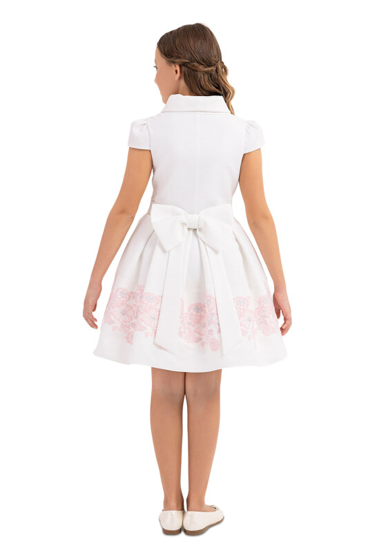 Powder Scarf-collar Dress for Girls 10-14 AGE - 3