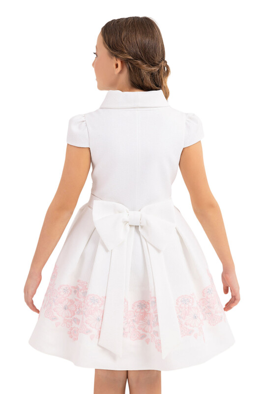 Powder Scarf-collar Dress for Girls 10-14 AGE - 4