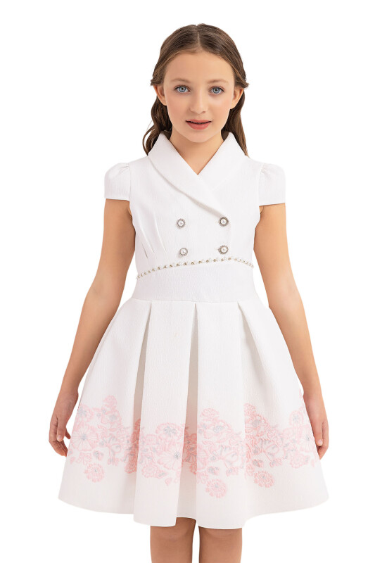 Powder Scarf-collar Dress for Girls 10-14 AGE - 5