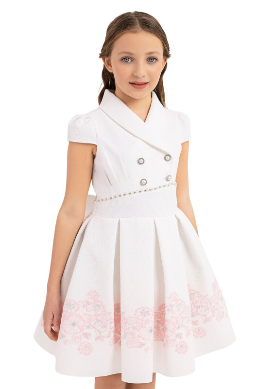 Powder Scarf-collar Dress for Girls 10-14 AGE - 7