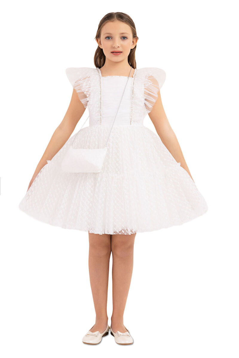 Ecru Ruffled Dress for Girls 8-12 AGE - 1