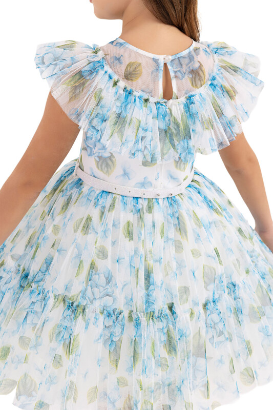 Blue Ruffled dress for girls 4-8 AGE - 6