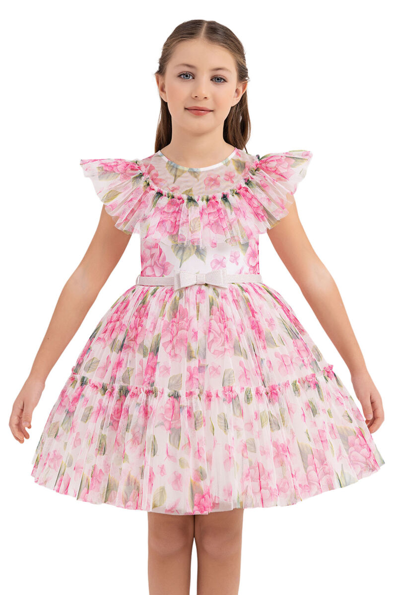 Pink Ruffled dress for girls 4-8 AGE - 5
