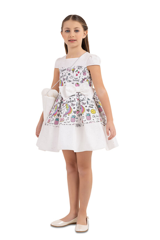 Ecru Unicorn dress for girls 4-8 AGE - 2