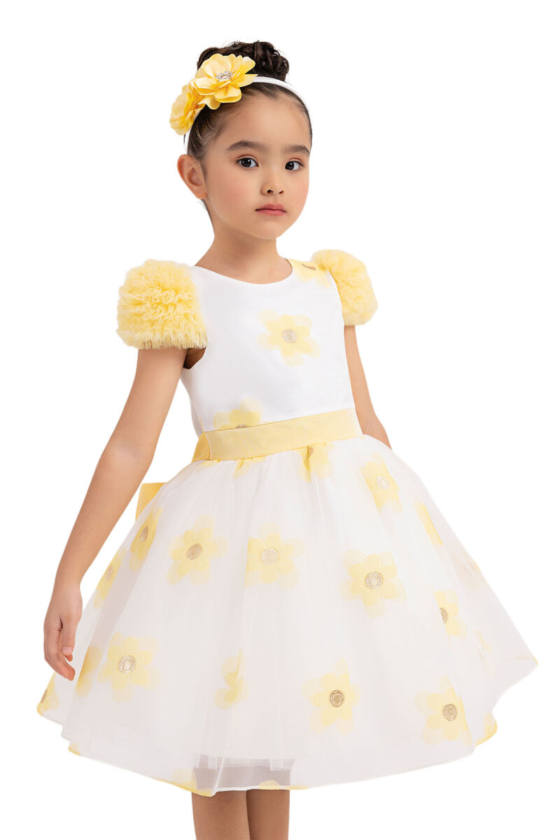 Yellow Flowery Dress for Girls 2-6 AGE - 3