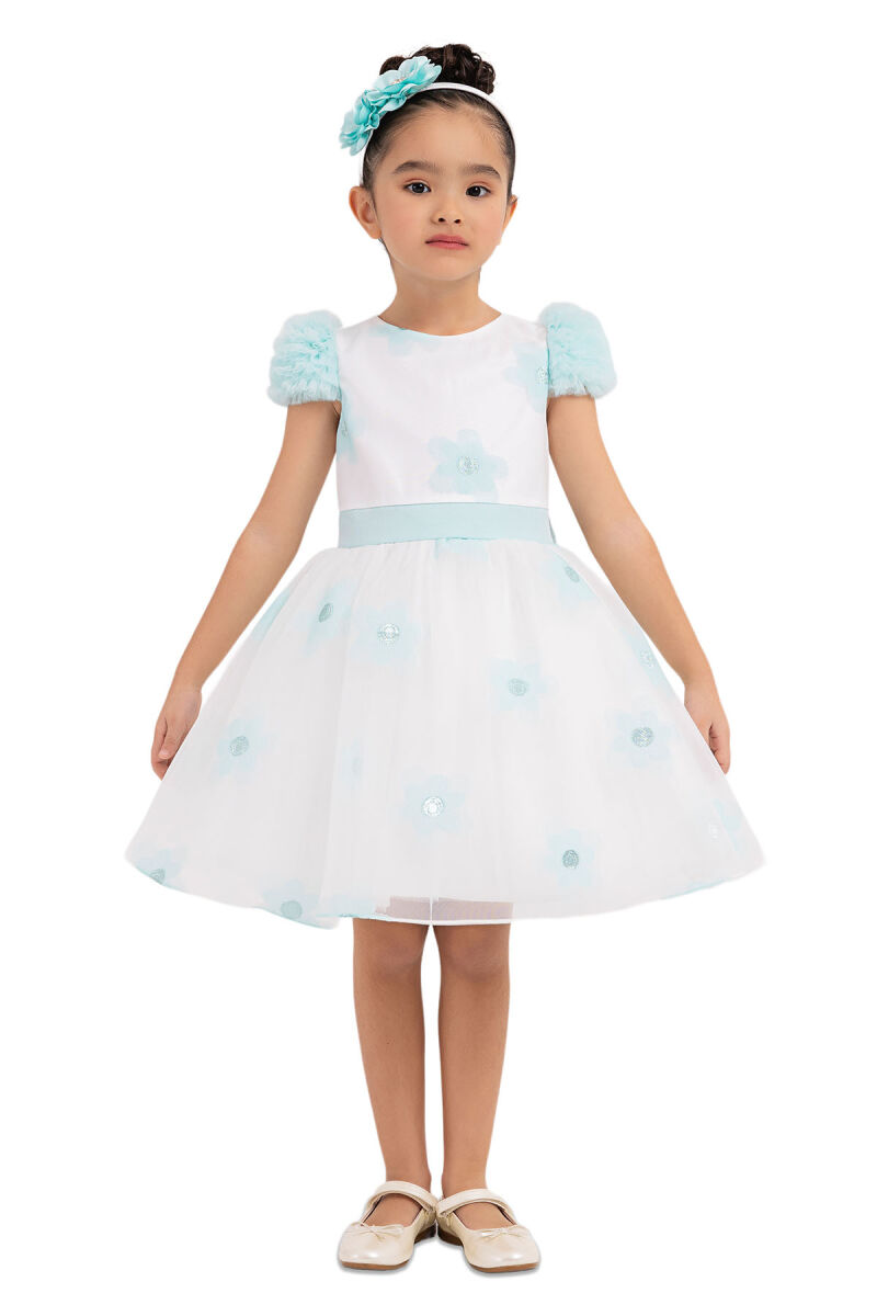 Mint Flowery Dress for Girls 2-6 AGE - 1