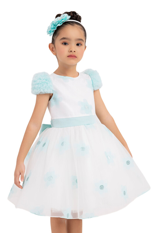 Mint Flowery Dress for Girls 2-6 AGE - 3