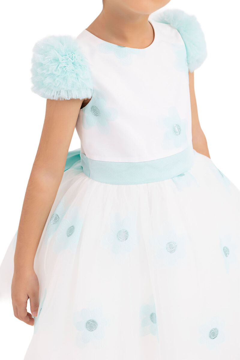 Mint Flowery Dress for Girls 2-6 AGE - 4