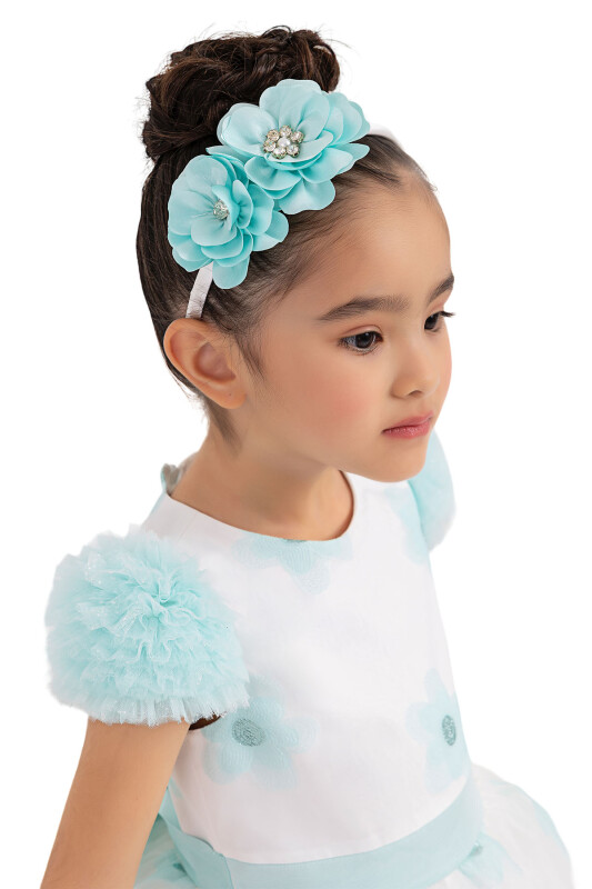 Mint Flowery Dress for Girls 2-6 AGE - 5