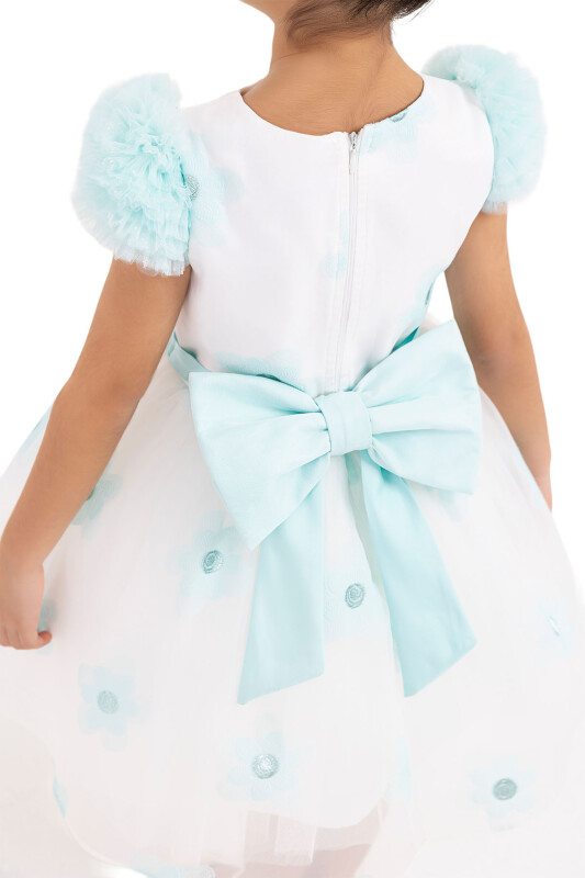 Mint Flowery Dress for Girls 2-6 AGE - 7