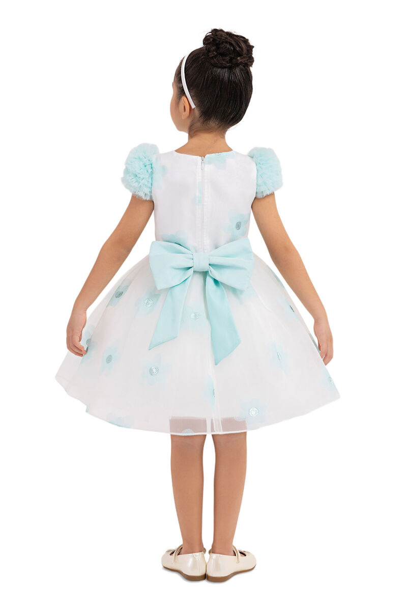 Mint Flowery Dress for Girls 2-6 AGE - 8
