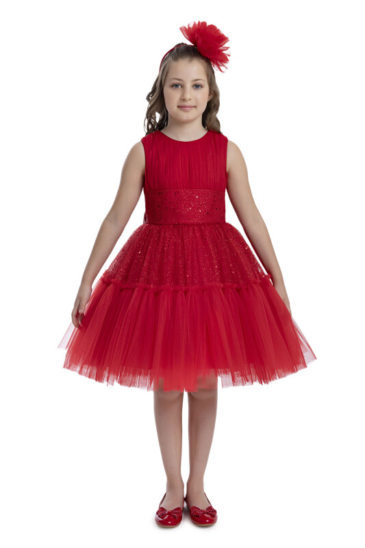 Red Sleeveless Cut Girl Dress 8-12 AGE - 4