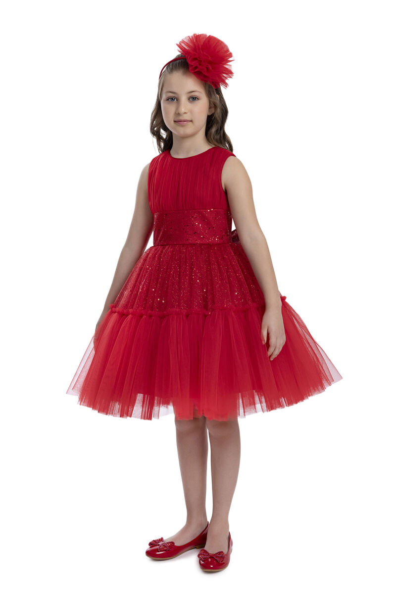 Red Sleeveless Cut Girl Dress 8-12 AGE - 5