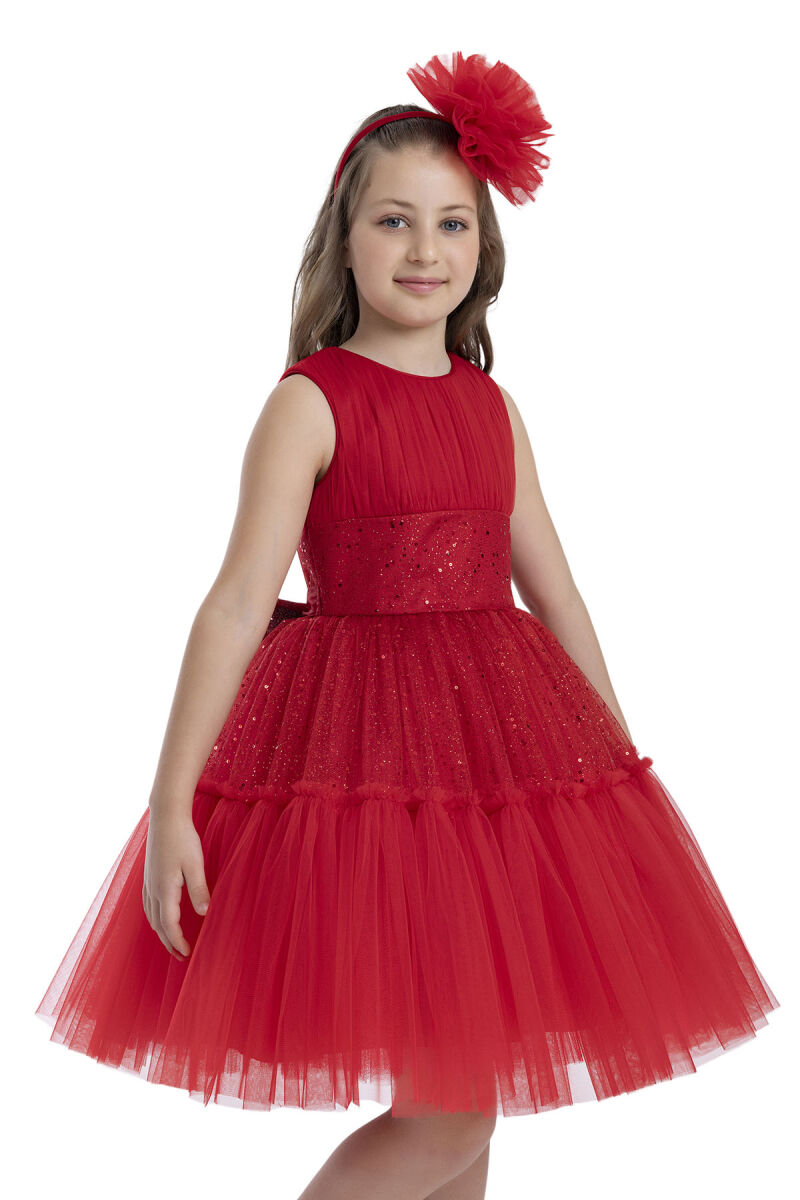 Red Sleeveless Cut Girl Dress 8-12 AGE - 6