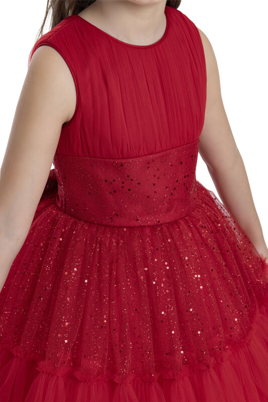 Red Sleeveless Cut Girl Dress 8-12 AGE - 8