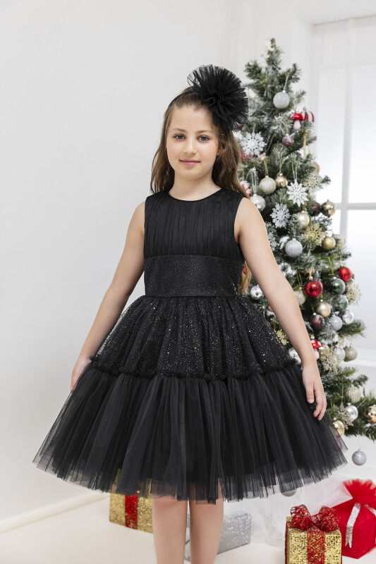Black Sleeveless Cut Girl Dress 8-12 AGE 