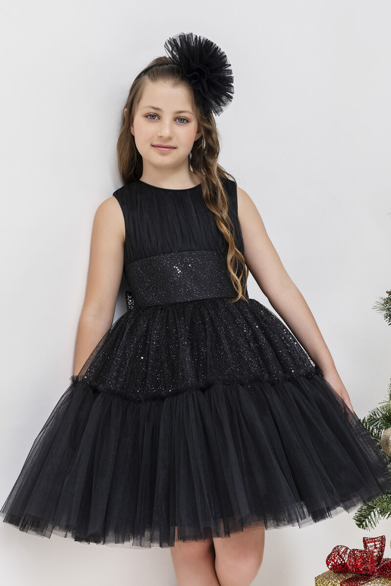 Black Sleeveless Cut Girl Dress 8-12 AGE - 3
