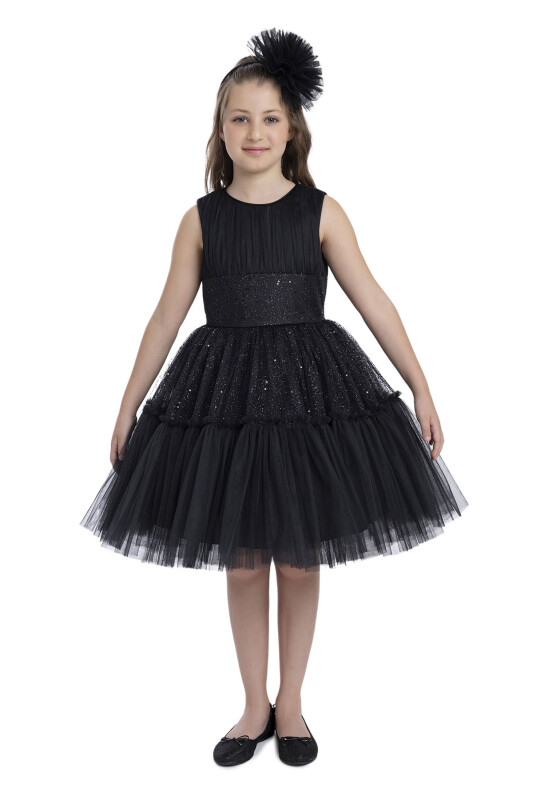 Black Sleeveless Cut Girl Dress 8-12 AGE - 4